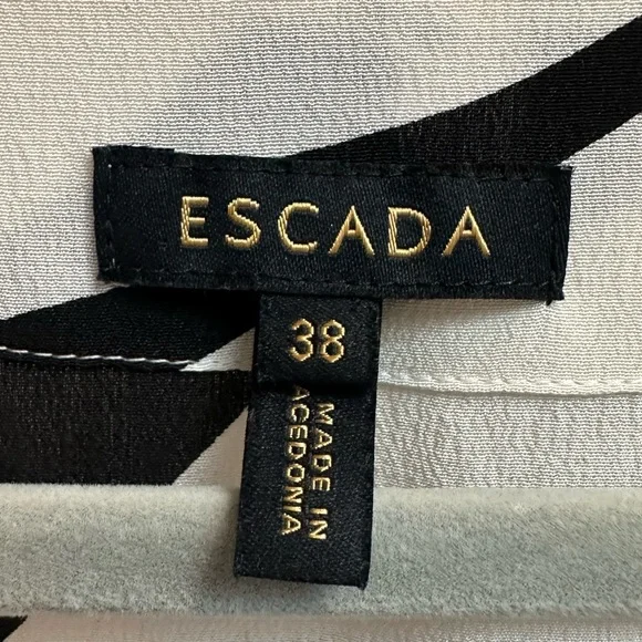 Escada 100% Silk Floral Tunic Dress with Pockets Black White Red Size 38 - Picture 10 of 15